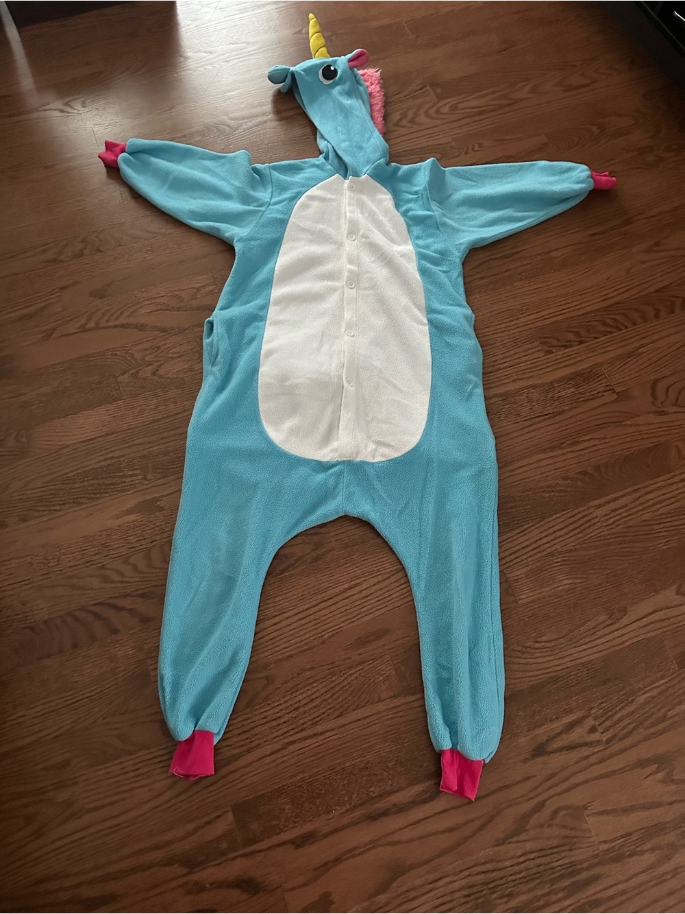 Blue Unicorn One-Piece Costume/PJ’s with Hood and pockets